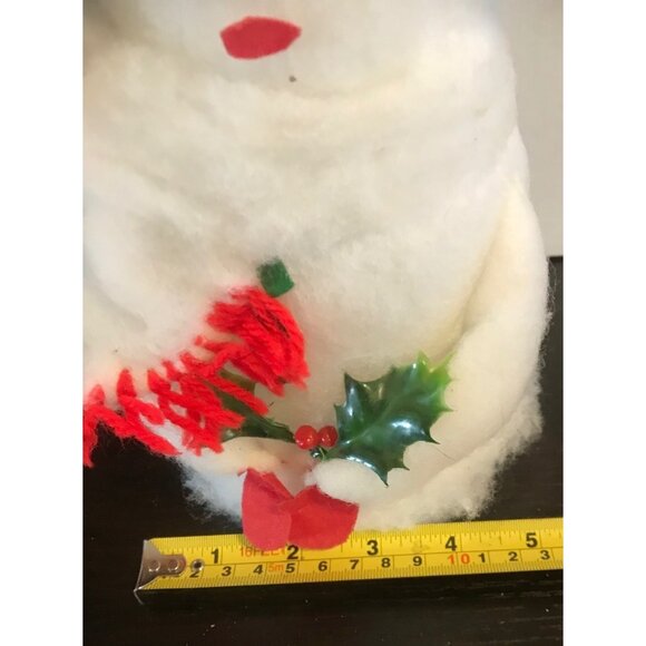 Handcrafted Cotton Snowman Christmas Decor With Greenery & Red Accents 10" - Picture 7 of 7